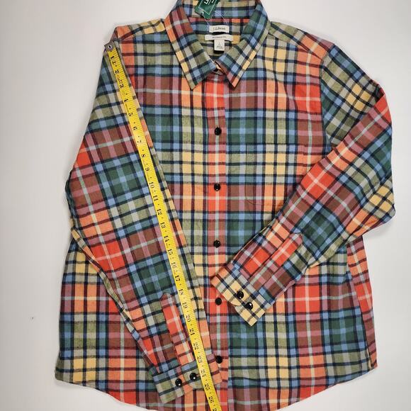 L.L.Bean Plaid Flannel Shirt Relaxed Fit Cotton Multicolor Outdoor Women's L - Picture 4 of 10